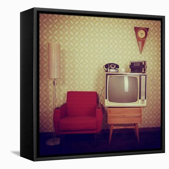 Vintage Room With Wallpaper-khorzhevska-Framed Stretched Canvas