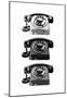 Vintage Rotary Telephone b&w Pop Art Print Poster-null-Mounted Poster