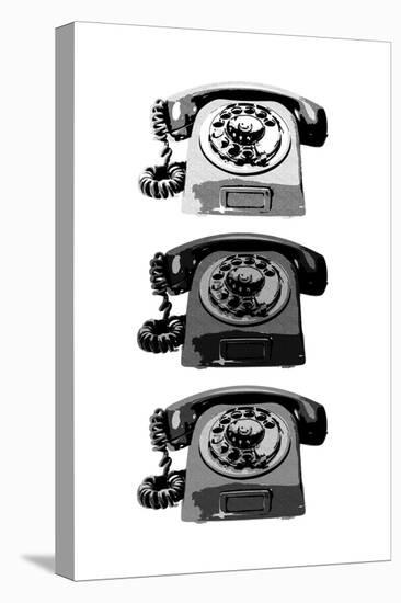 Vintage Rotary Telephone b&w Pop Art Print Poster-null-Stretched Canvas