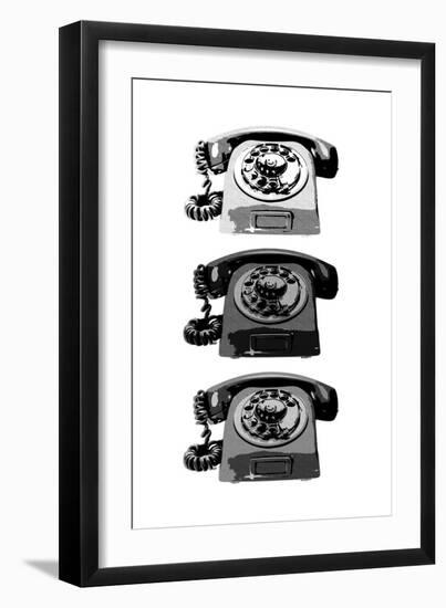 Vintage Rotary Telephone b&w Pop Art Print Poster-null-Framed Art Print