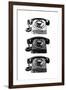 Vintage Rotary Telephone b&w Pop-null-Framed Art Print