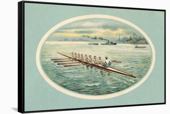 Vintage Rowing Crew Illustration-null-Framed Stretched Canvas