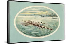 Vintage Rowing Crew Illustration-null-Framed Stretched Canvas