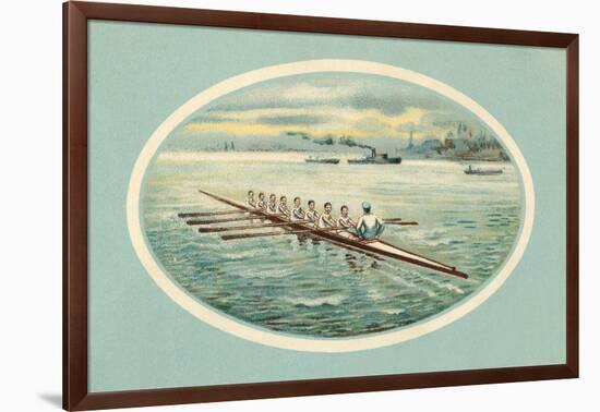 Vintage Rowing Crew Illustration-null-Framed Art Print