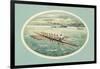 Vintage Rowing Crew Illustration-null-Framed Art Print