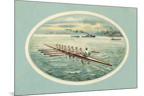 Vintage Rowing Crew Illustration-null-Mounted Premium Giclee Print