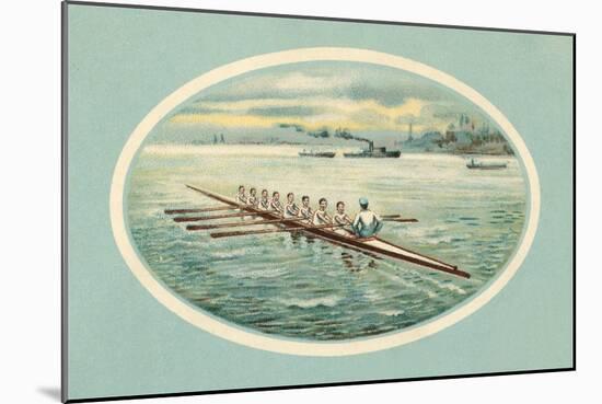 Vintage Rowing Crew Illustration-null-Mounted Art Print