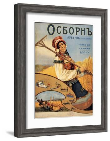 Vintage Russian Farm Tool Advertisement--Framed Giclee Print
