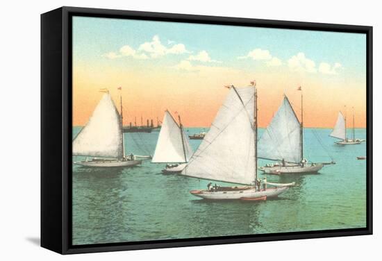 Vintage Sailboats-null-Framed Stretched Canvas