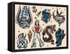 Vintage Sailor Tattoo Flash by Norman Collins, aka, Sailor Jerry-Piddix-Framed Stretched Canvas