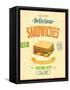 Vintage Sandwiches Poster-avean-Framed Stretched Canvas