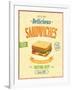 Vintage Sandwiches Poster-avean-Framed Art Print