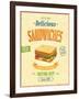 Vintage Sandwiches Poster-avean-Framed Art Print