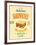 Vintage Sandwiches Poster-avean-Framed Art Print