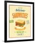 Vintage Sandwiches Poster-avean-Framed Art Print