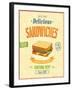 Vintage Sandwiches Poster-avean-Framed Art Print