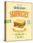 Vintage Sandwiches Poster-avean-Stretched Canvas