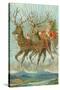 Vintage Santa Claus and Deer-null-Stretched Canvas