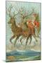 Vintage Santa Claus and Deer-null-Mounted Art Print