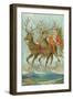 Vintage Santa Claus and Deer-null-Framed Art Print