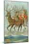 Vintage Santa Claus and Deer-null-Mounted Art Print