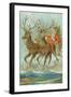 Vintage Santa Claus and Deer-null-Framed Art Print