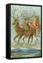 Vintage Santa Claus and Deer-null-Framed Stretched Canvas