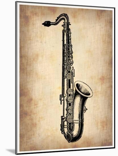 Vintage Saxophone-NaxArt-Mounted Art Print