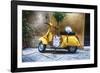 Vintage Sccooter With a Small Tree Parked along a House, Pienza, Tuscany, Italy-George Oze-Framed Photographic Print