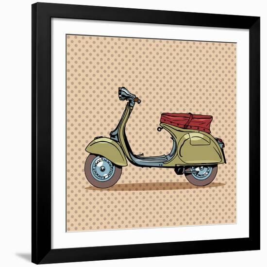 Vintage Scooter Retro Transport-Valeriy Kachaev-Framed Art Print