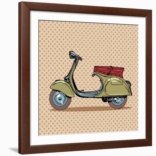 Vintage Scooter Retro Transport-Valeriy Kachaev-Framed Art Print