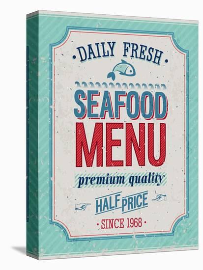 Vintage Seafood Poster-avean-Stretched Canvas