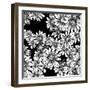 Vintage Seamless Monochrome Pattern with Daisies-Varvara Kurakina-Framed Art Print