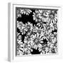 Vintage Seamless Monochrome Pattern with Daisies-Varvara Kurakina-Framed Art Print