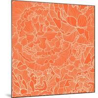 Vintage Seamless Pattern Made of Peony in Bright Orange Color. Seamless Pattern Can Be Used for Wal-smilewithjul-Mounted Art Print