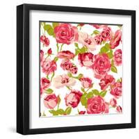 Vintage Seamless Roses Background-Varvara Kurakina-Framed Art Print