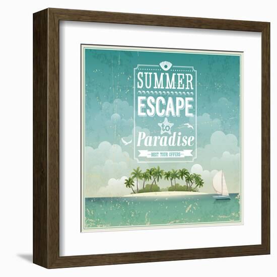 Vintage Seaside View Poster-avean-Framed Art Print