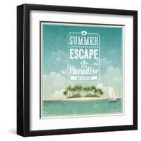 Vintage Seaside View Poster-avean-Framed Art Print