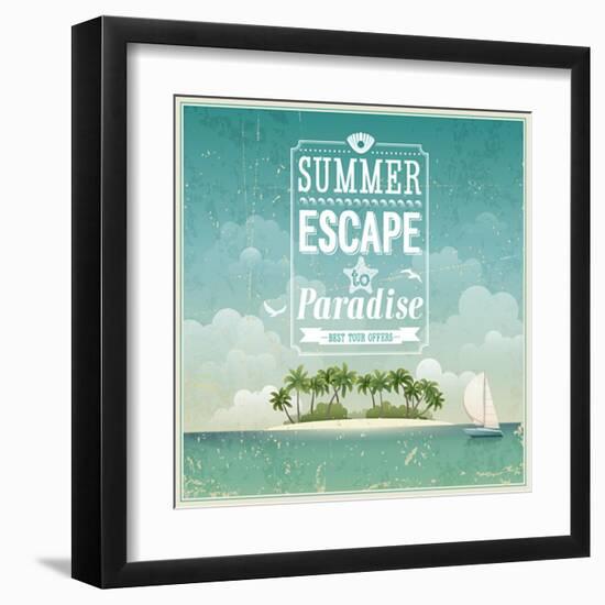 Vintage Seaside View Poster-avean-Framed Art Print