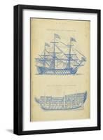 Vintage Ship Blueprint-Chambers-Framed Art Print