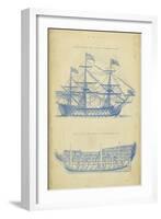 Vintage Ship Blueprint-Chambers-Framed Art Print