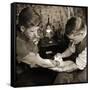 Vintage Shot of a Man Being Tattooed-null-Framed Stretched Canvas