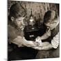 Vintage Shot of a Man Being Tattooed-null-Mounted Photographic Print