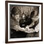 Vintage Shot of a Man Being Tattooed-null-Framed Photographic Print