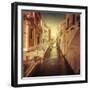 Vintage Shot of Venetian Canal, Venice, Italy-null-Framed Photographic Print