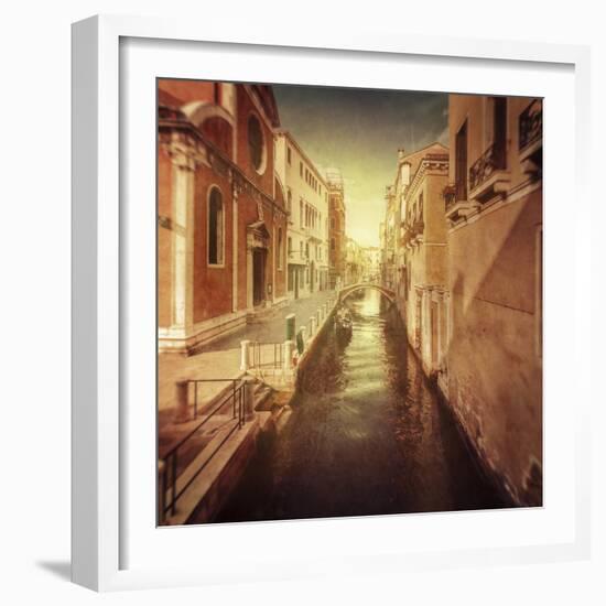 Vintage Shot of Venetian Canal, Venice, Italy-null-Framed Photographic Print