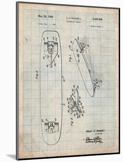 Vintage Skateboard Patent-Cole Borders-Mounted Art Print
