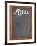 Vintage Slate Blackboard in Wood Frame with White Chalk Smudges Used a Restaurant Menu-PixelsAway-Framed Art Print