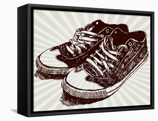 Vintage Sneakers Hand Drawn-tsaplia-Framed Stretched Canvas