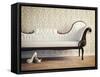 Vintage Sofa and Wallpaper Wall-viczast-Framed Stretched Canvas